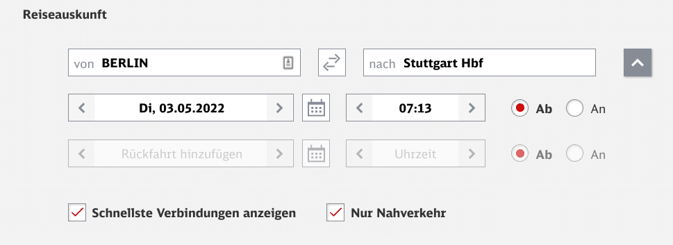 Screenshot bahn.de